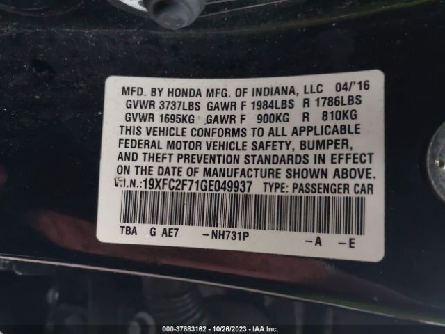 19XFC2F71GE049937 Honda Civic Sedan Ex