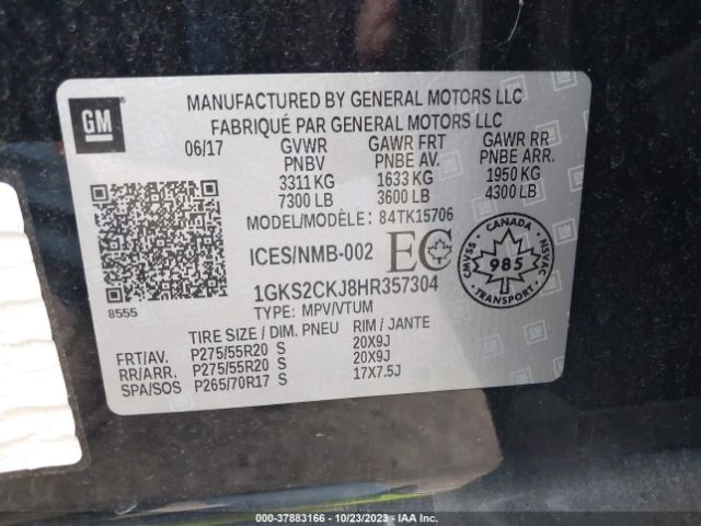 1GKS2CKJ8HR357304 GMC YUKON DENALI