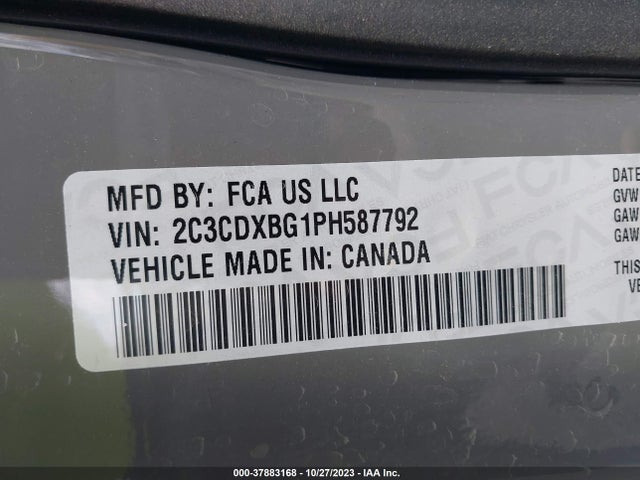 2023 DODGE CHARGER SXT VIN: 2C3CDXBG1PH587792