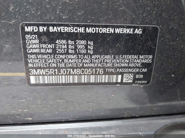 BMW 330I 2021 3MW5R1J07M8C05176 Image 9