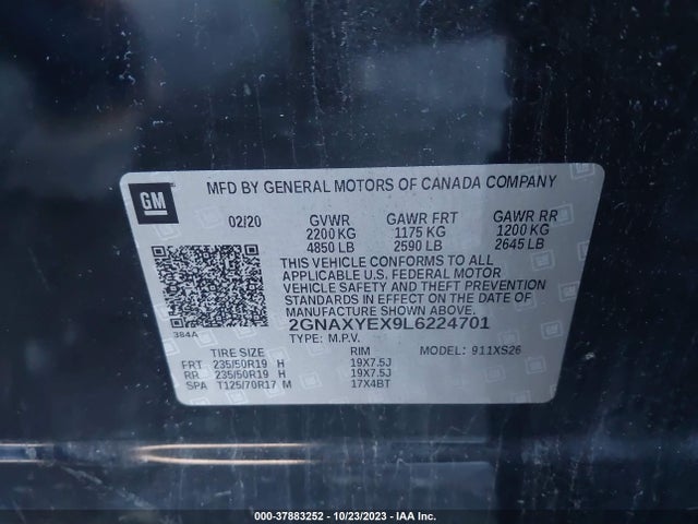 2020 CHEVROLET EQUINOX PREMIER VIN: 2GNAXYEX9L6224701
