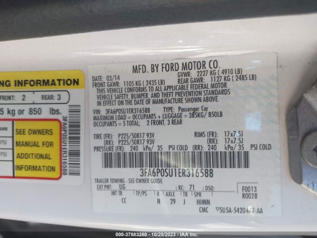 3FA6P0SU1ER316588 Ford Fusion Energi Titanium