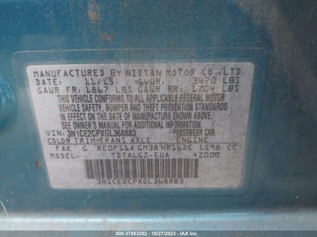 3N1CE2CPXGL368883 Nissan Versa Note Sr