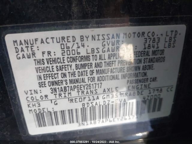 3N1AB7AP6EY261717 Nissan Sentra S/fe+ S/sv/fe+ Sv/sr/sl