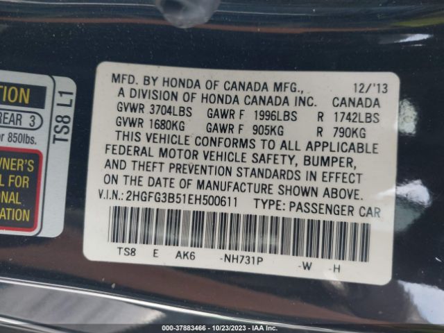 2HGFG3B51EH500611 Honda Civic Coupe Lx