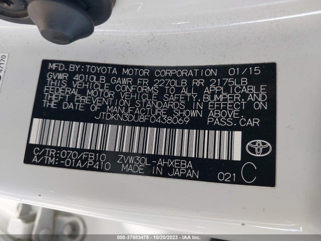 Toyota Prius Four 2015 JTDKN3DU8F0438069 Image 9