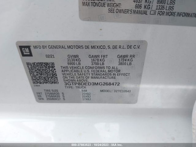 3GTP8DED3MG268472 GMC Sierra 1500 2wd  Short Box Slt