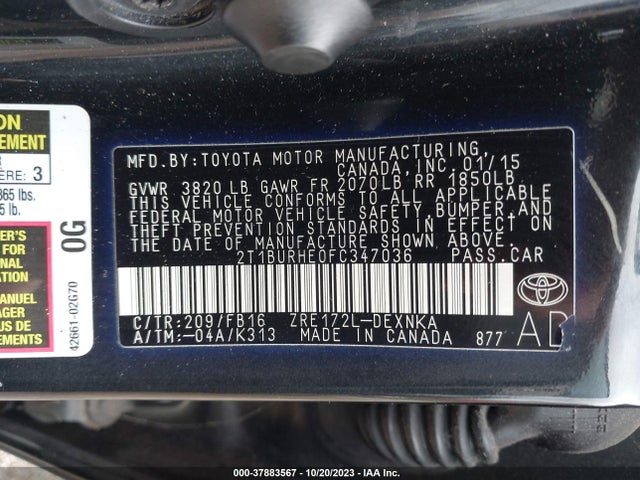Toyota Corolla L/le/s/s Plus/le Plus 2015 2T1BURHE0FC347036 Image 9