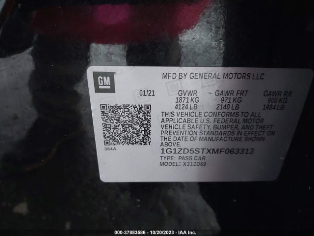Chevrolet MALIBU LT 2021 1G1ZD5STXMF063313 Image 9