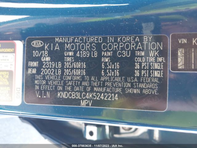 KNDCB3LC4K5242214 KIA NIRO LX