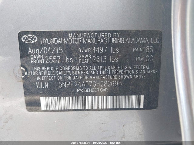 Hyundai Sonata 2.4l Se 2016 5NPE24AF7GH282693 Image 9