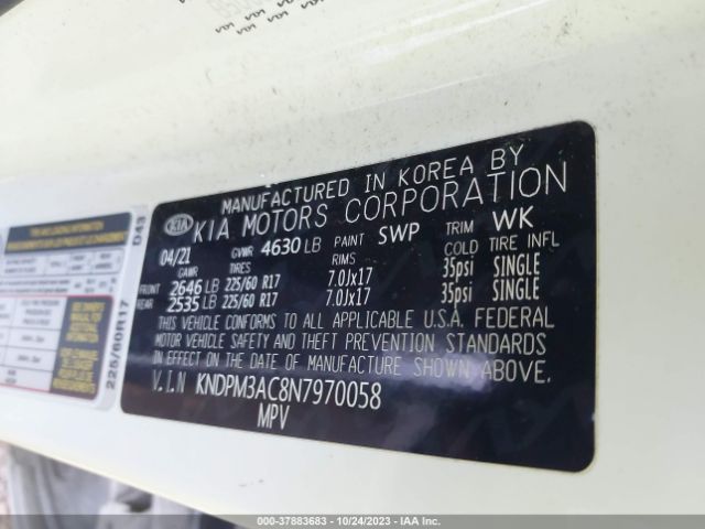 KNDPM3AC8N7970058 KIA Sportage Lx