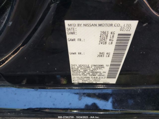 1N4BL4CV6NN346312 Nissan Altima 2.5 Sr