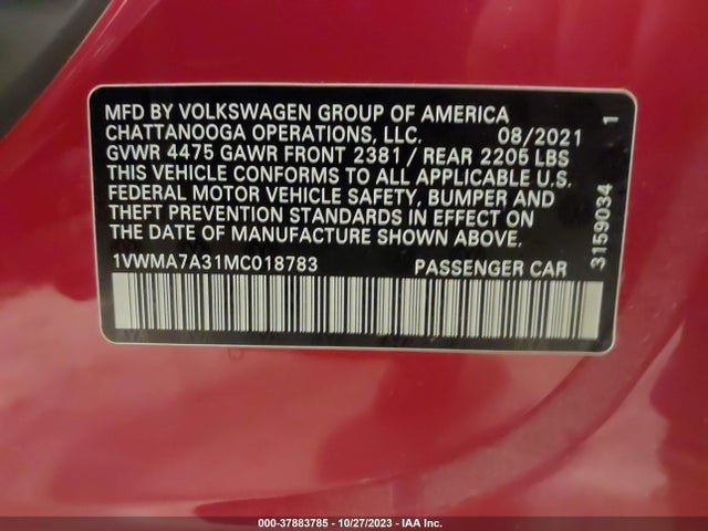 Volkswagen Passat 2.0t R-line 2021 1VWMA7A31MC018783 Image 9