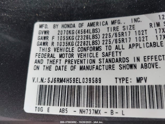 Honda CR-V EX 2014 5J6RM4H59EL039589 Image 9