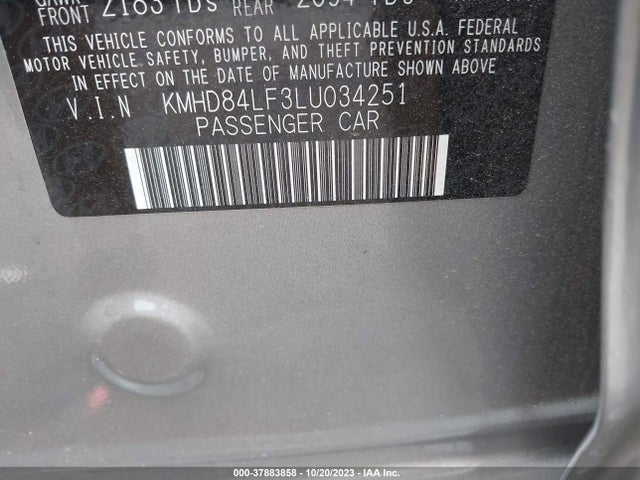 Hyundai ELANTRA SEL 2020 KMHD84LF3LU034251 Image 9