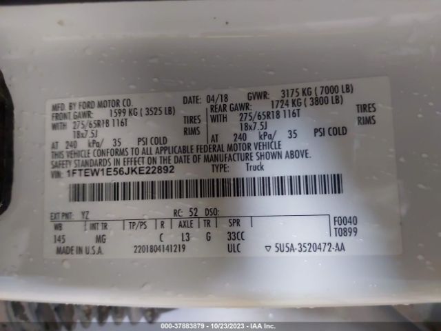 1FTEW1E56JKE22892 Ford F-150 Xl/xlt/lariat
