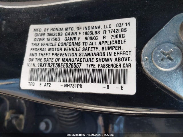 Honda Civic Sedan Lx 2014 19XFB2E58EE026557 Image 9