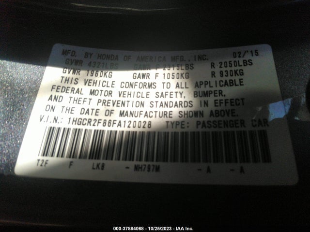 Honda Accord Ex-l 2015 1HGCR2F86FA120028 Image 9