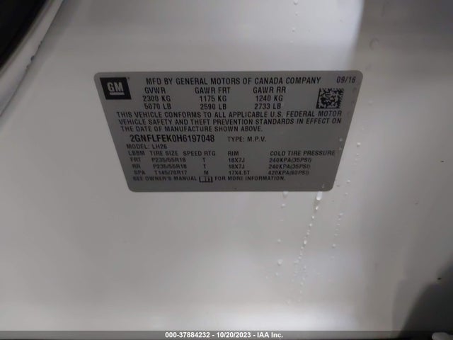 Chevrolet EQUINOX LT 2017 2GNFLFEK0H6197048 Image 9