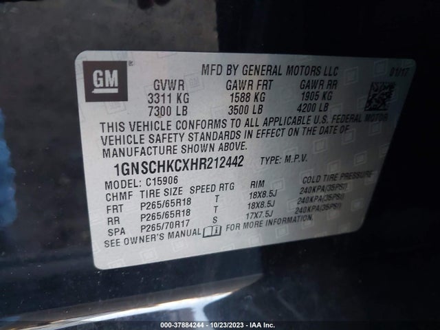 Chevrolet Suburban Lt 2017 1GNSCHKCXHR212442 Image 9