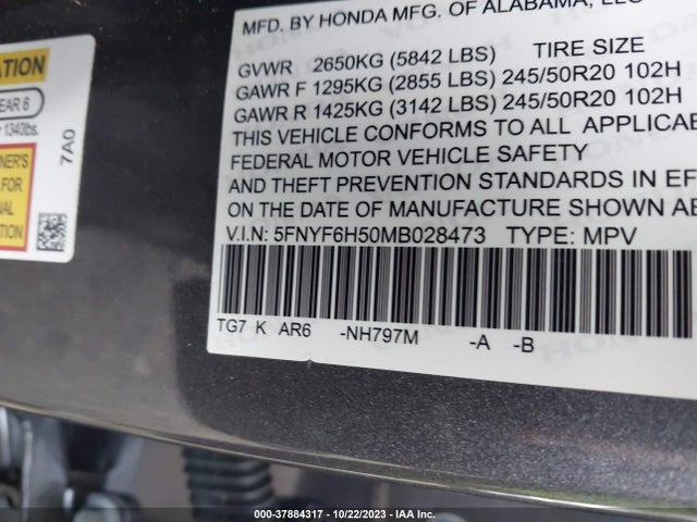 Honda Pilot Awd Ex-l 2021 5FNYF6H50MB028473 Image 9