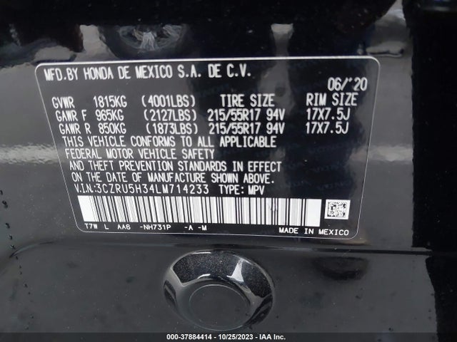 Honda HR-V LX 2020 3CZRU5H34LM714233 Image 9
