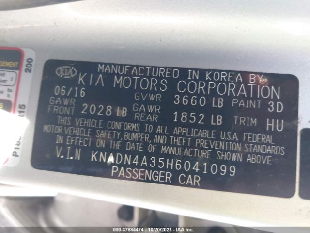 KNADN4A35H6041099 KIA RIO EX