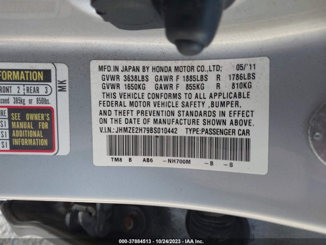 Продажа на аукционе авто 2011 Honda Insight Ex, vin: JHMZE2H79BS010442, номер лота: 37884513