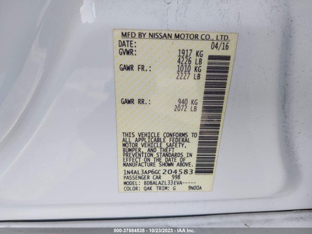 Nissan ALTIMA 2.5 2016 1N4AL3AP6GC204583 Image 9