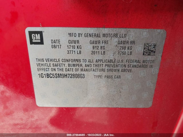 Chevrolet CRUZE LS 2017 1G1BC5SM9H7280803 Image 9