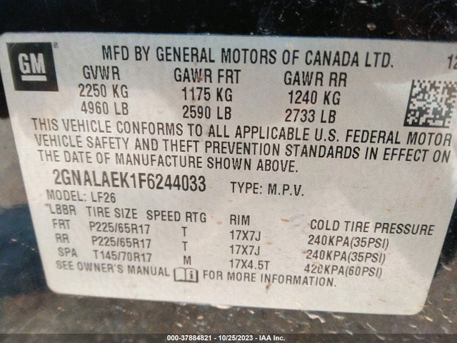 Chevrolet EQUINOX LS 2015 2GNALAEK1F6244033 Image 9