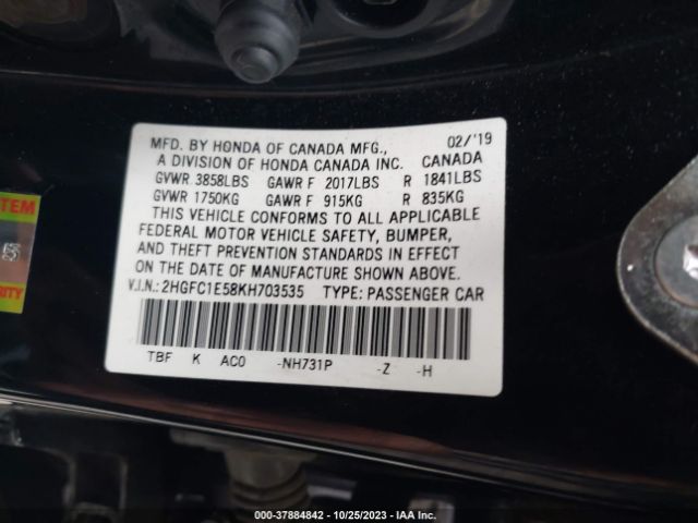 2HGFC1E58KH703535 Honda CIVIC SI SEDAN