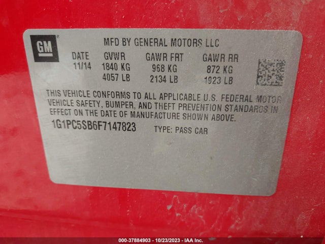 Chevrolet CRUZE LT 2015 1G1PC5SB6F7147823 Image 9