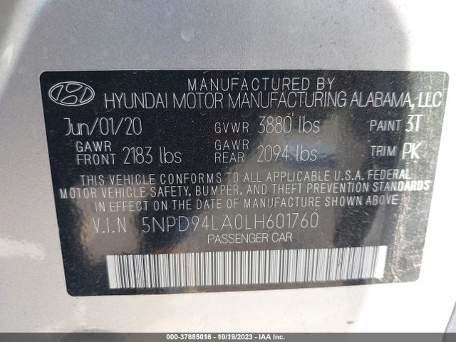 Hyundai Elantra Eco 2020 5NPD94LA0LH601760 Image 9