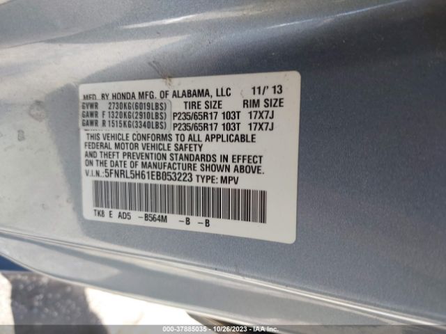 5FNRL5H61EB053223 Honda Odyssey Ex-l