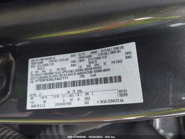 2020 FORD F-150 XL/XLT/LARIAT VIN: 1FTEW1E45LFA21711
