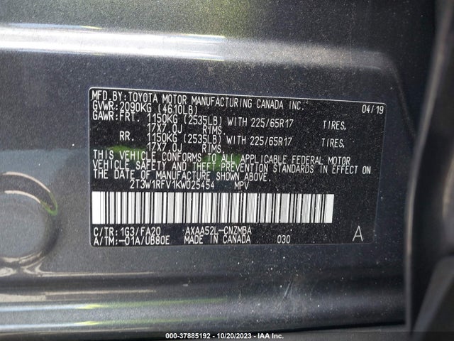 Toyota Rav4 Xle 2019 2T3W1RFV1KW025454 Image 9