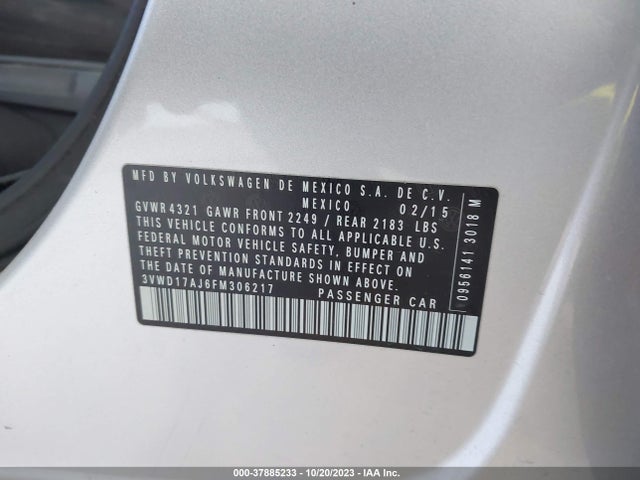 3VWD17AJ6FM306217 Volkswagen Jetta Sedan 1.8t Se