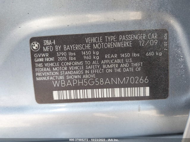 2010 BMW 3 SERIES 328I VIN: WBAPH5G58ANM70266