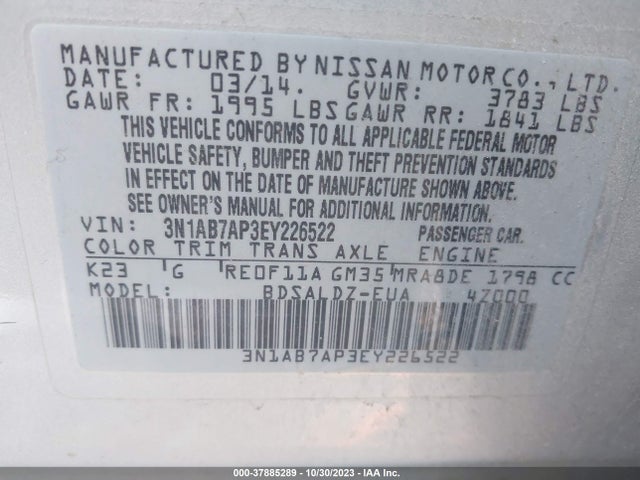 Nissan SENTRA SV 2014 3N1AB7AP3EY226522 Image 9