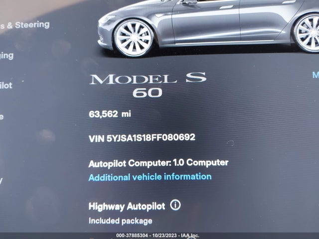 2015 TESLA MODEL S 60/70/85 VIN: 5YJSA1S18FF080692