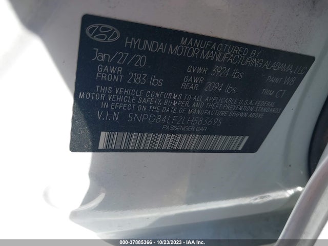 Hyundai ELANTRA SEL 2020 5NPD84LF2LH583695 Image 9