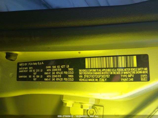 ZFBCFXDT2GP363767 Fiat 500x Lounge