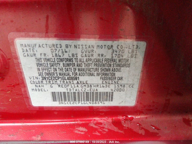 Nissan Versa Note S/s Plus/sv/sr/sl 2016 3N1CE2CP1GL408591 Image 9