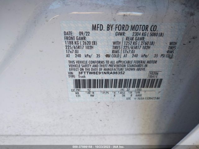 3FTTW8E91NRA98352 Ford Maverick Xl