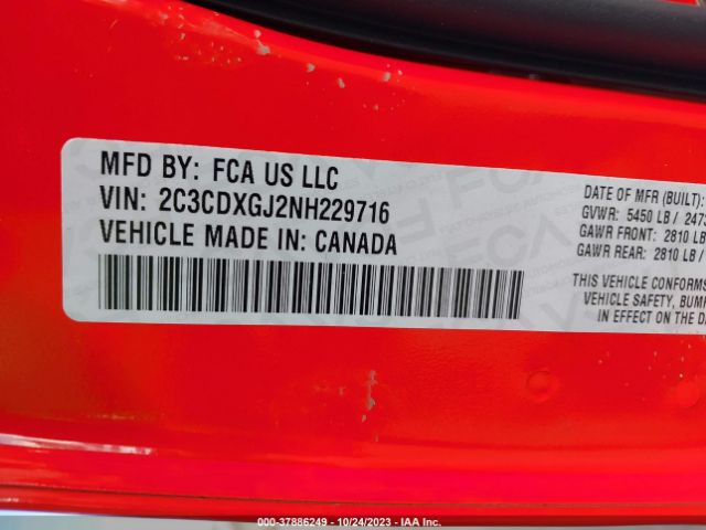 2C3CDXGJ2NH229716 Dodge Charger Scat Pack Widebody