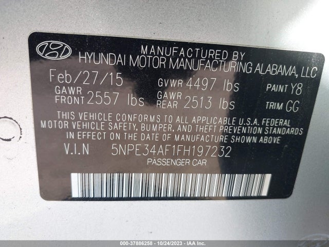Hyundai Sonata 2.4l Limited 2015 5NPE34AF1FH197232 Image 9