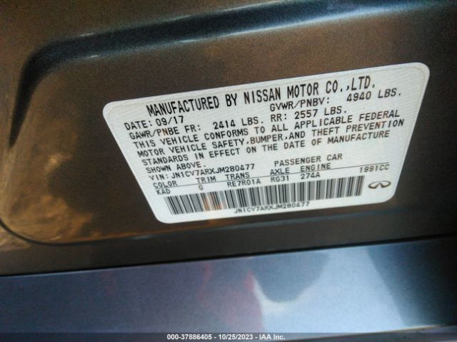 JN1CV7ARXJM280477 Infiniti Q50 2.0t Pure