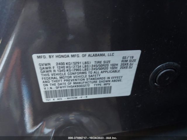 5FNYF7H54KB003272 Honda Passport Ex-l